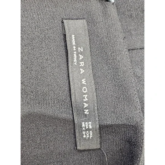 Zara XXL Woman Black Tassel‎ Hem Short Sleeve Chic Minimalist Shift Shirt Dress - Picture 7 of 7